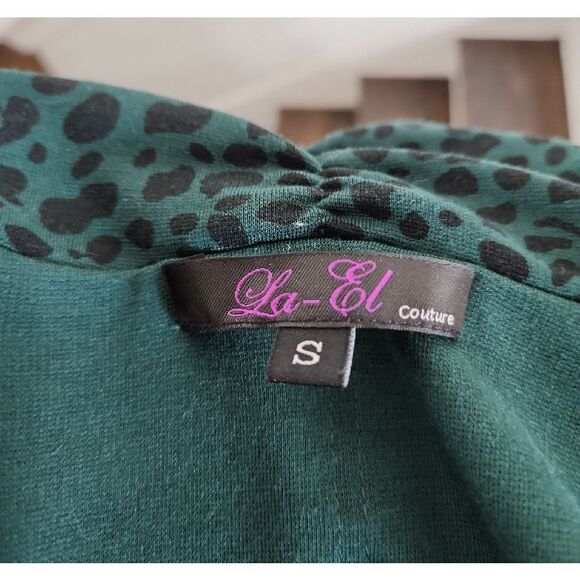 La-El Couture Green and Black With PU leather Dress Size S - Picture 6 of 6